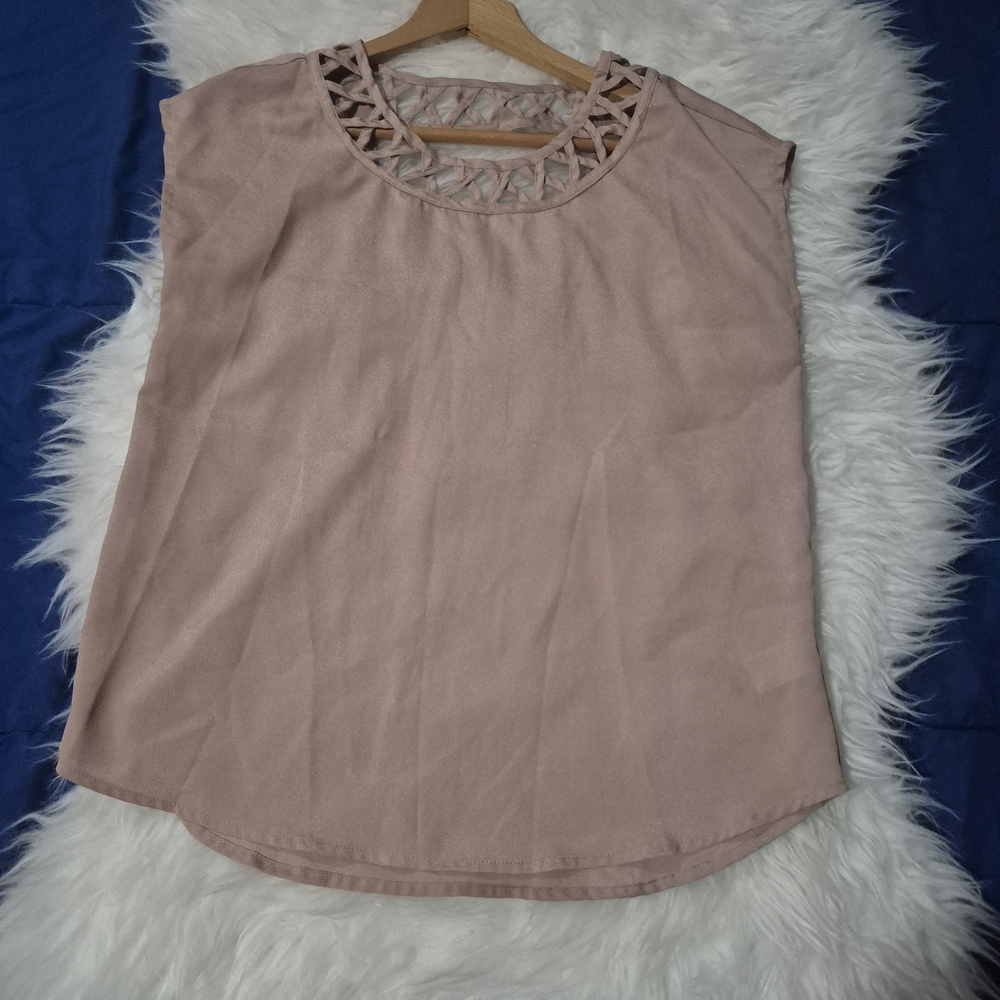 Naked Zebra Dusty Pink Blouse with Cutout Neckline